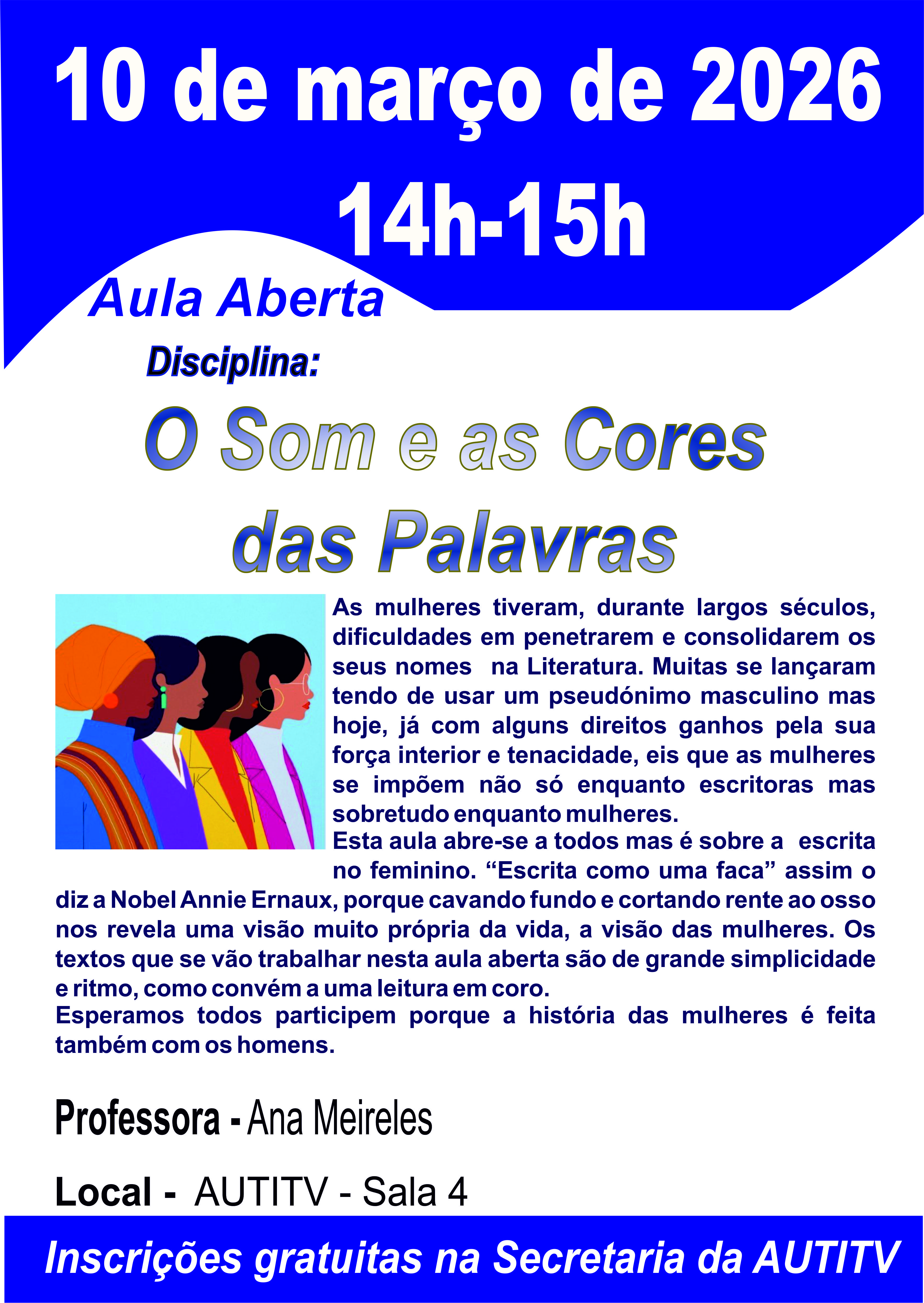 Aula Aberta da disciplina O Som e as Cores das Palavras