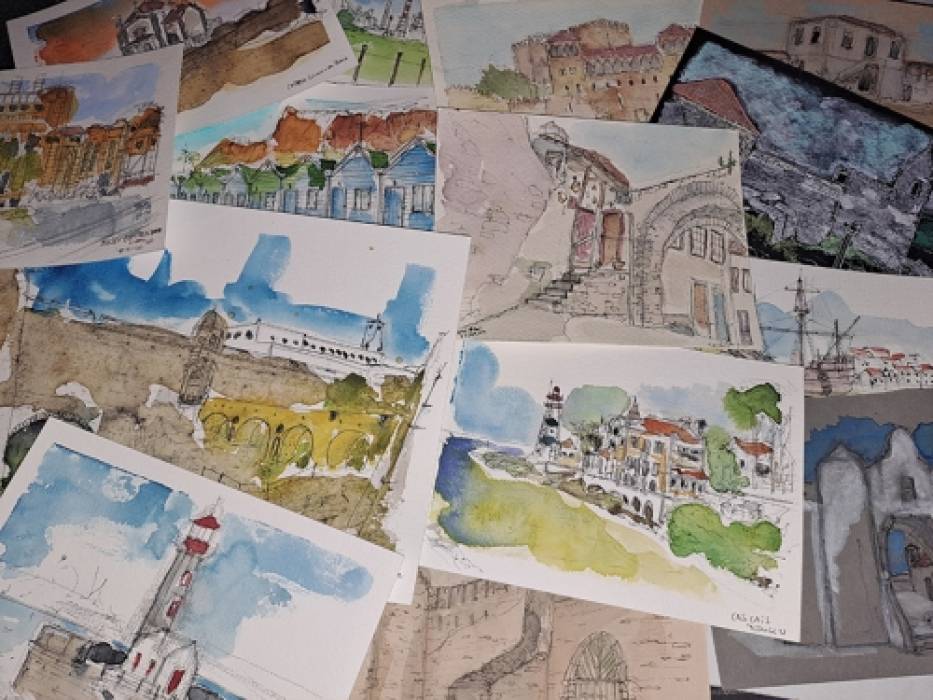 A Pedalar pela Fronteira em Aguarela